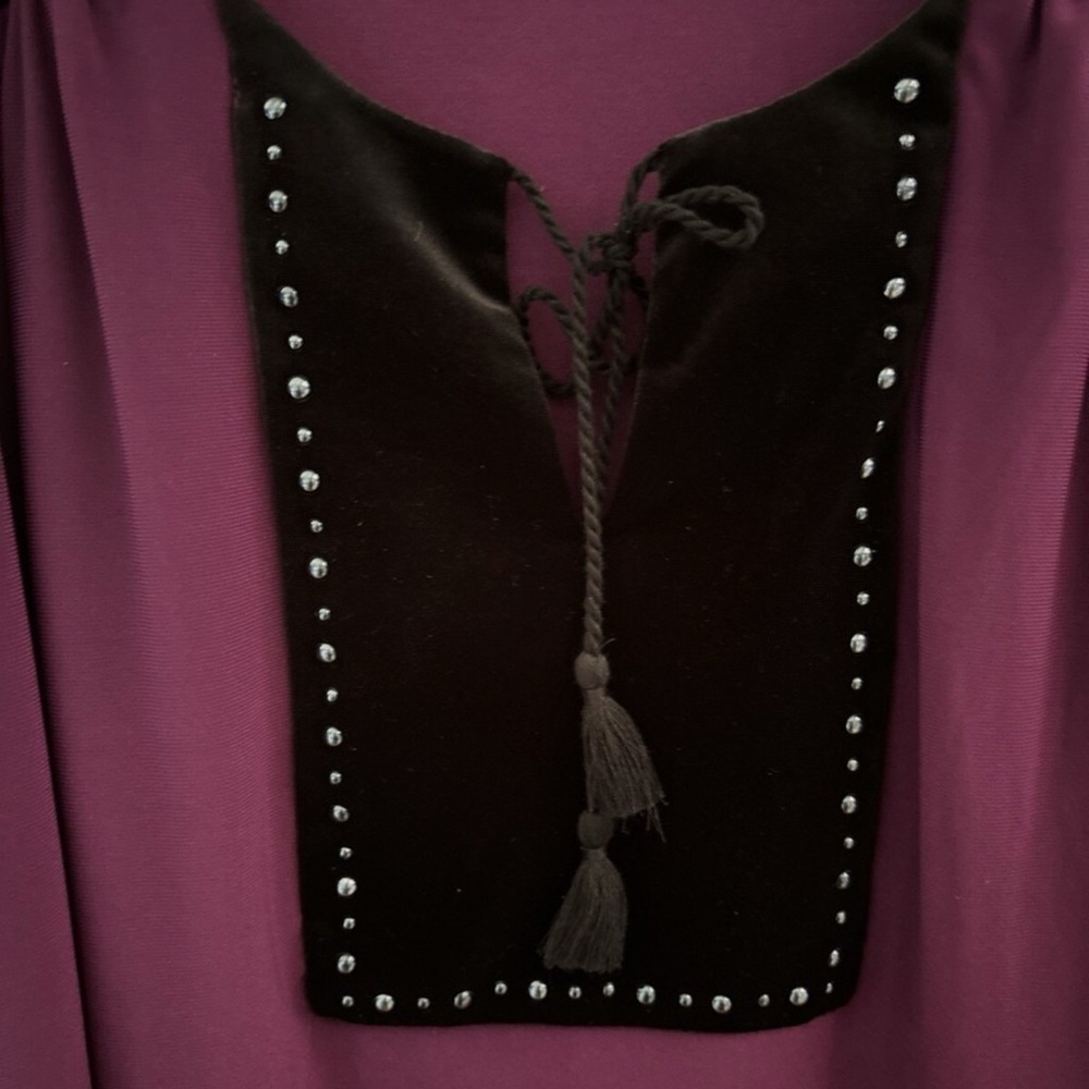 Rafaella Purple Blouse with Black Velvet Accents - Picture 8 of 8